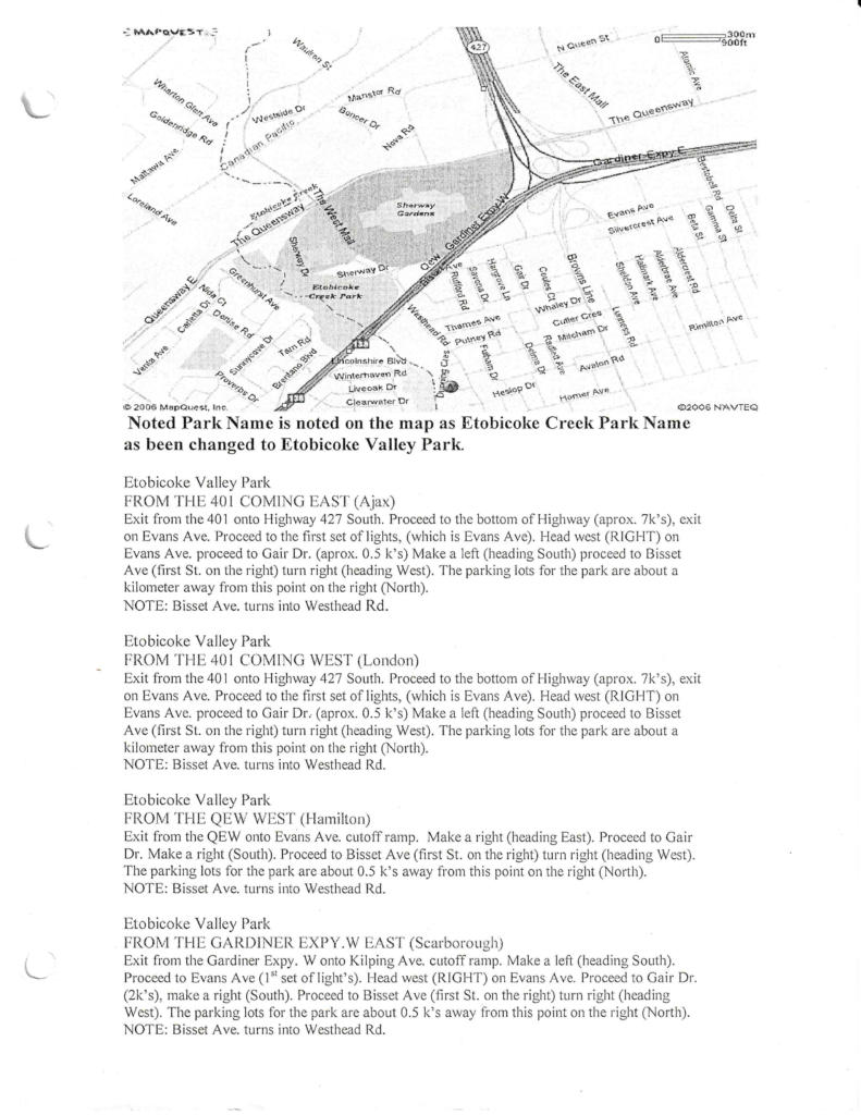 Etobicoke Valley Park Directions